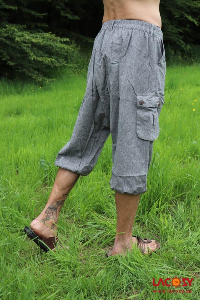Kurze Afghani Sarouel Hose Unisex | DENIM GREY – Bild 4