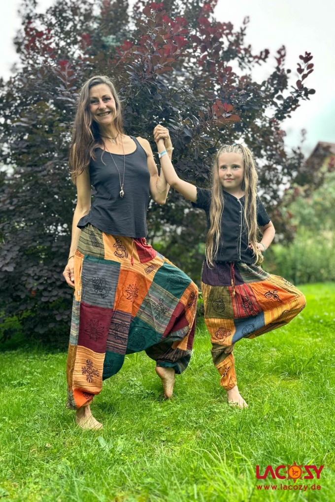 Unisex Kinder Goahose | Patchwork Haremshose | Stonewash | Größe 140-164 – Bild 5