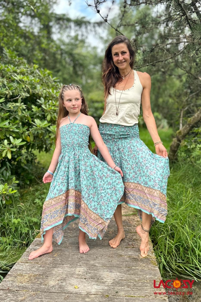 2-in-1: Zipfelkleid und -Rock BLUMENTANZ | Pastell-Türkis