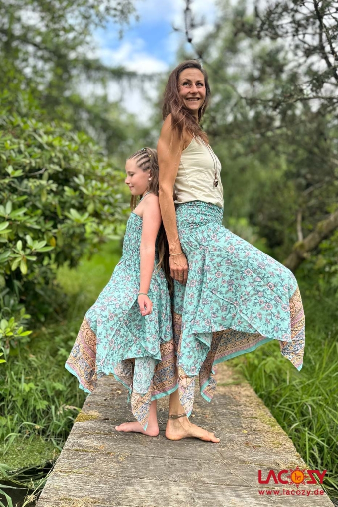 2-in-1: Zipfelkleid und -Rock BLUMENTANZ | Pastell-Türkis – Bild 3