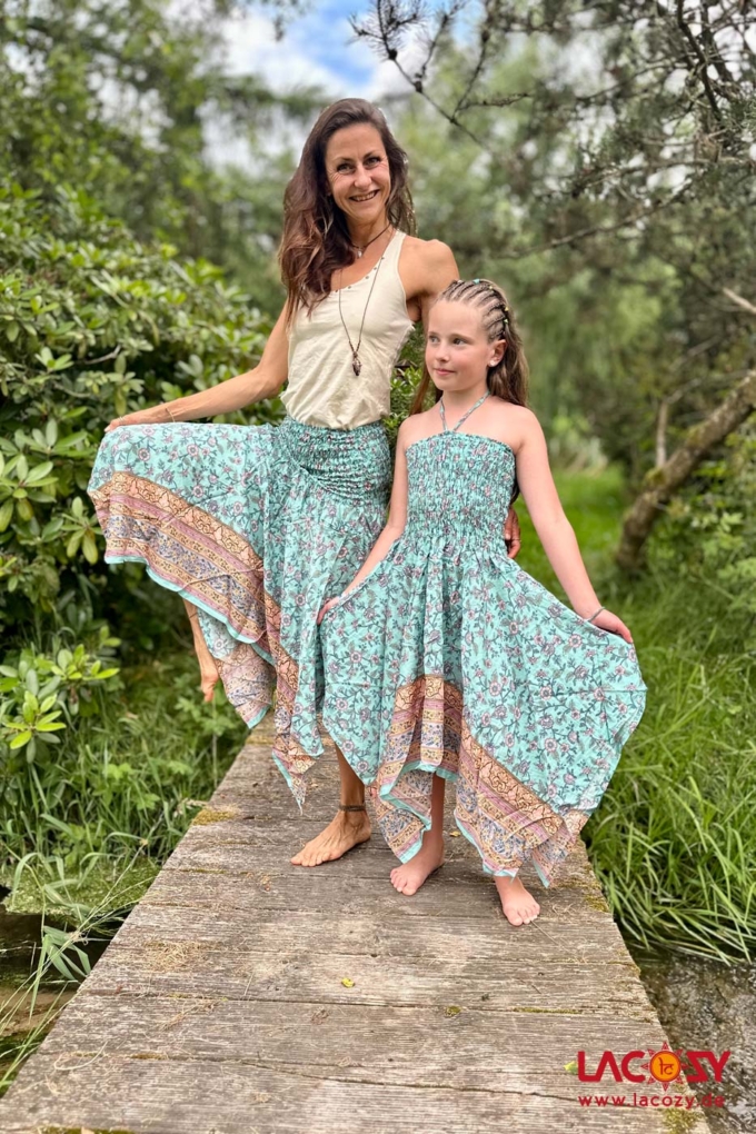 2-in-1: Zipfelkleid und -Rock BLUMENTANZ | Pastell-Türkis – Bild 4