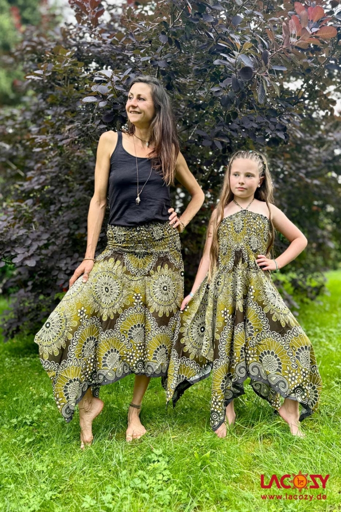 2-in-1: Zipfelkleid und Rock MANDALA | Grün