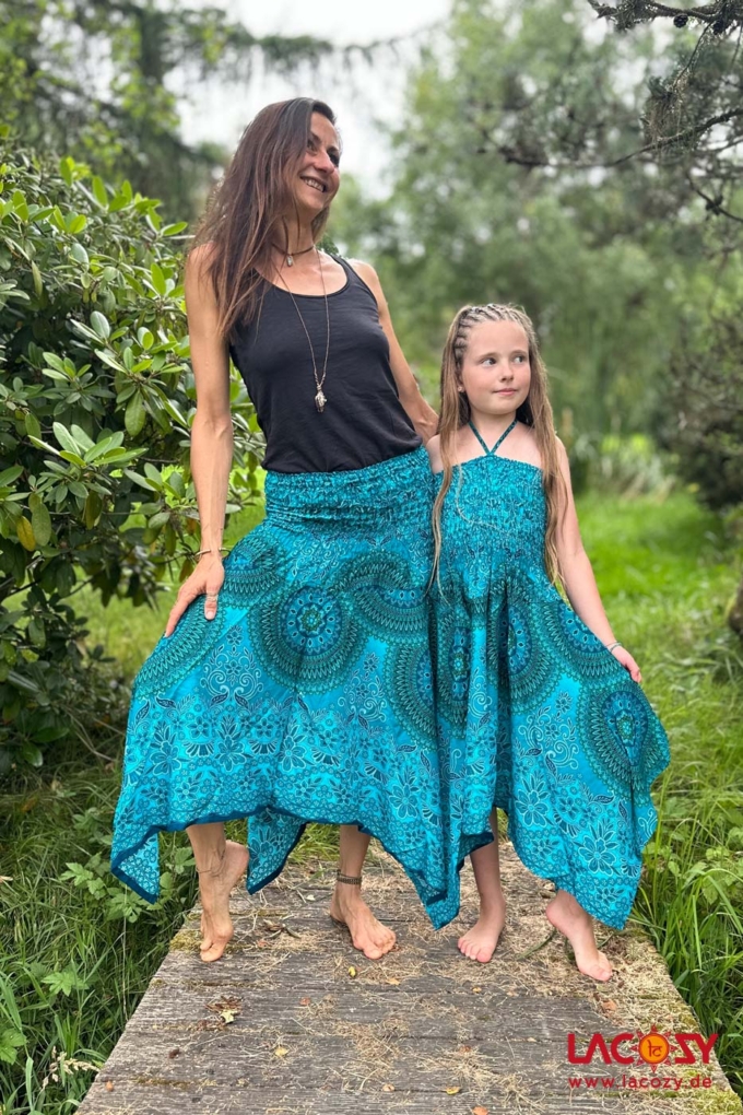 2-in-1: Zipfelkleid und Rock MANDALA | Petrol