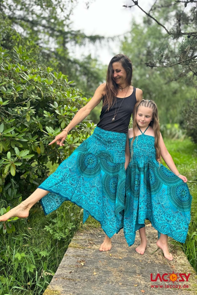 2-in-1: Zipfelkleid und Rock MANDALA | Petrol – Bild 4