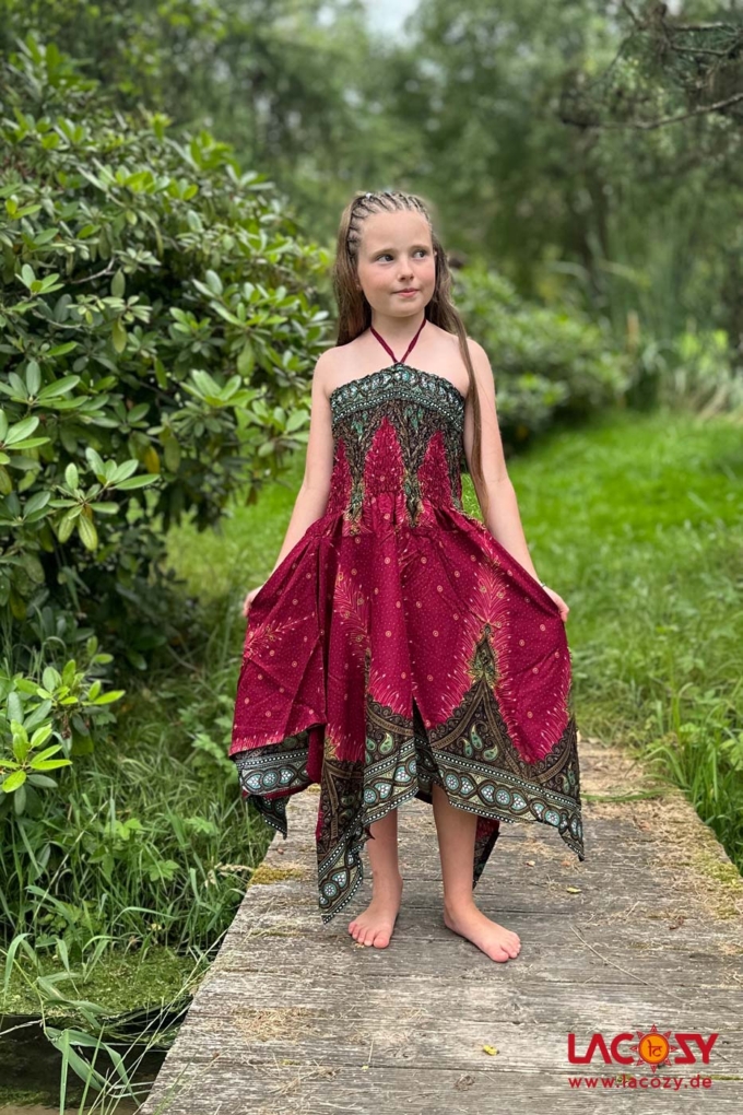2-in-1: Sommerkleid und Zipfelrock PFAUENFEDER | Rot – Bild 3