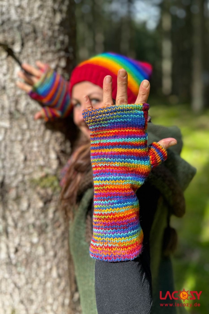 Kuschlige Handstulpen Pulswärmer Armstulpen | RAINBOW – Bild 2