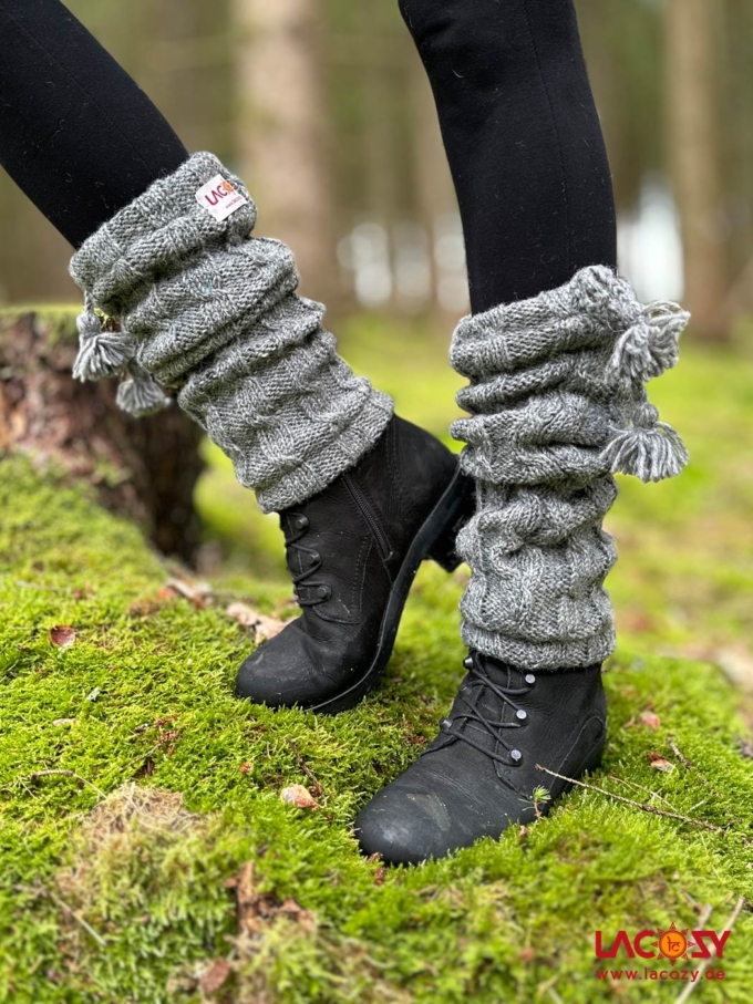 Warme gefütterte Beinstulpen | HELLGRAU
