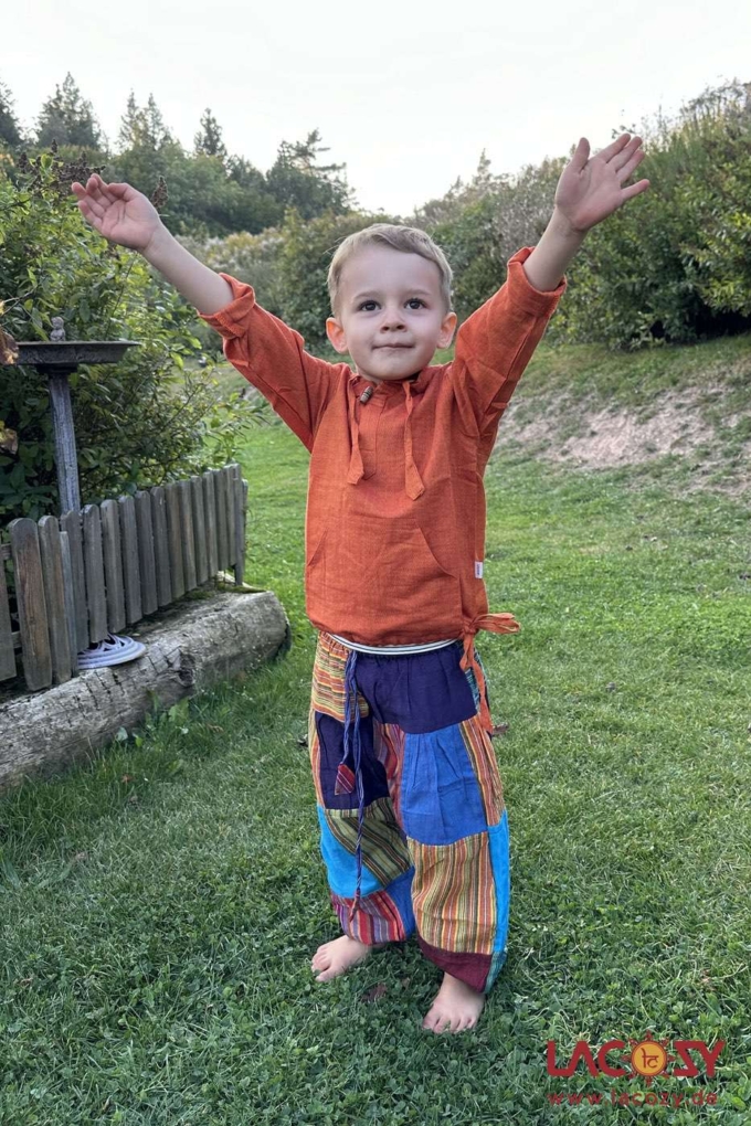 Kinder Hemd | Fisherman Kurtha für Kids | Unisex | ORANGE – Bild 2