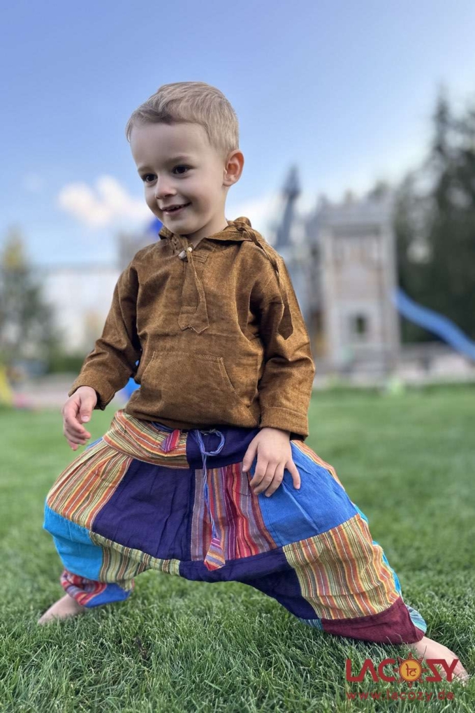 Kinder Hemd | Fisherman Kurtha für Kids | Unisex | SENFBRAUN