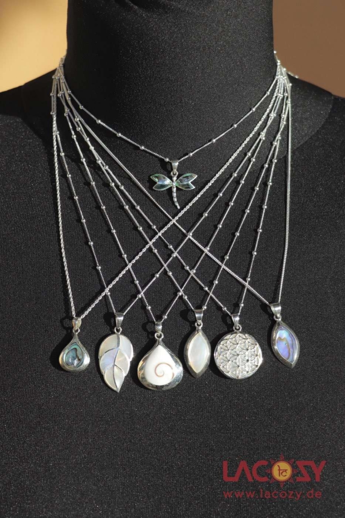 SET Silberkette und Ohrringe | 925.-Sterling | Perlmutt – Bild 6