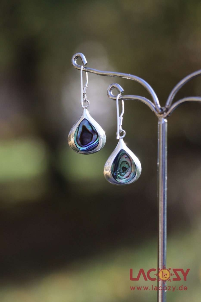 SHIVA EYE / ABALONE Tropfen Ohrringe | 925.-Silber | doppelseitig – Bild 2