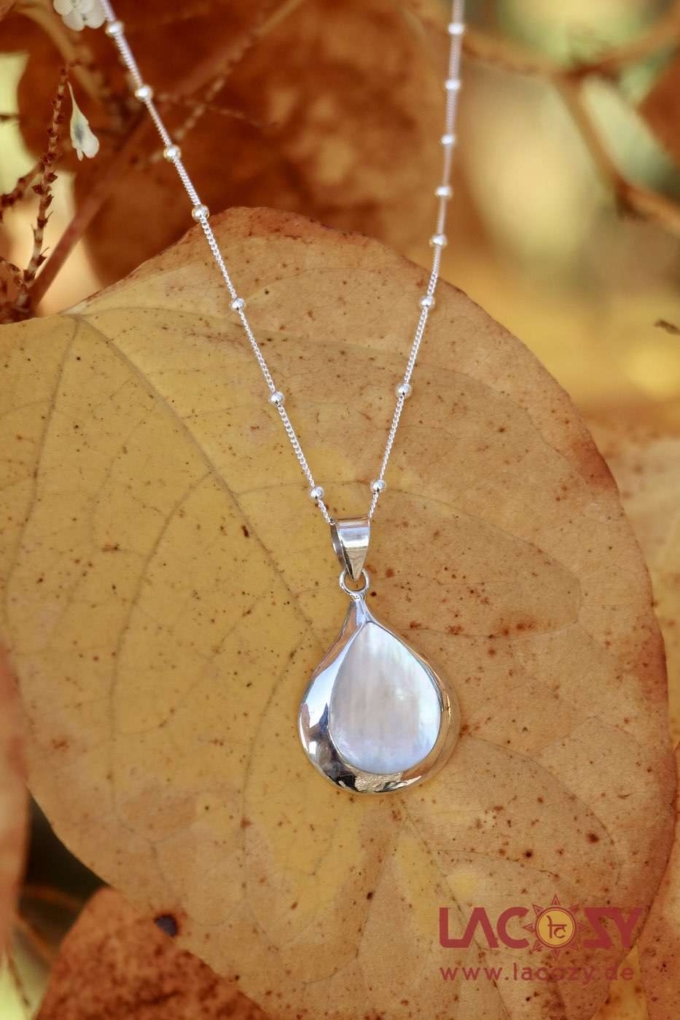 Silberkette PERLMUTT TROPFEN | 925.- Sterling