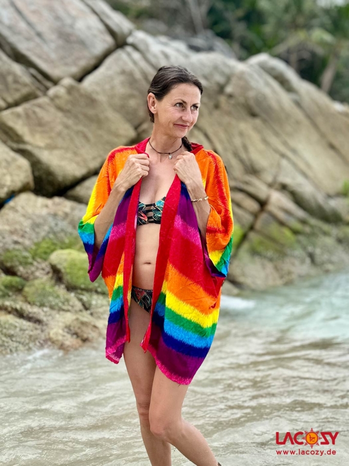 luftiger REGENBOGEN Kimono