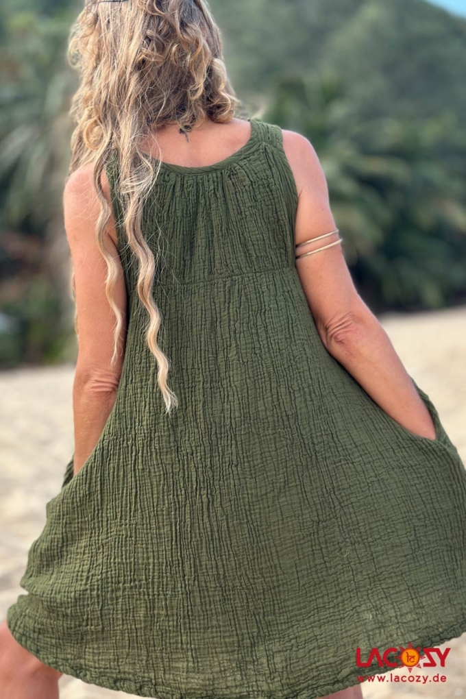 Luftiges Baumwollkleid RADHA | KHAKI – Bild 6