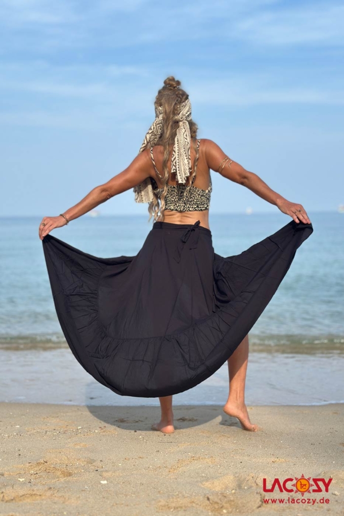 Wickelrock und Boho Kleid AKAMI | BLACK – Bild 5