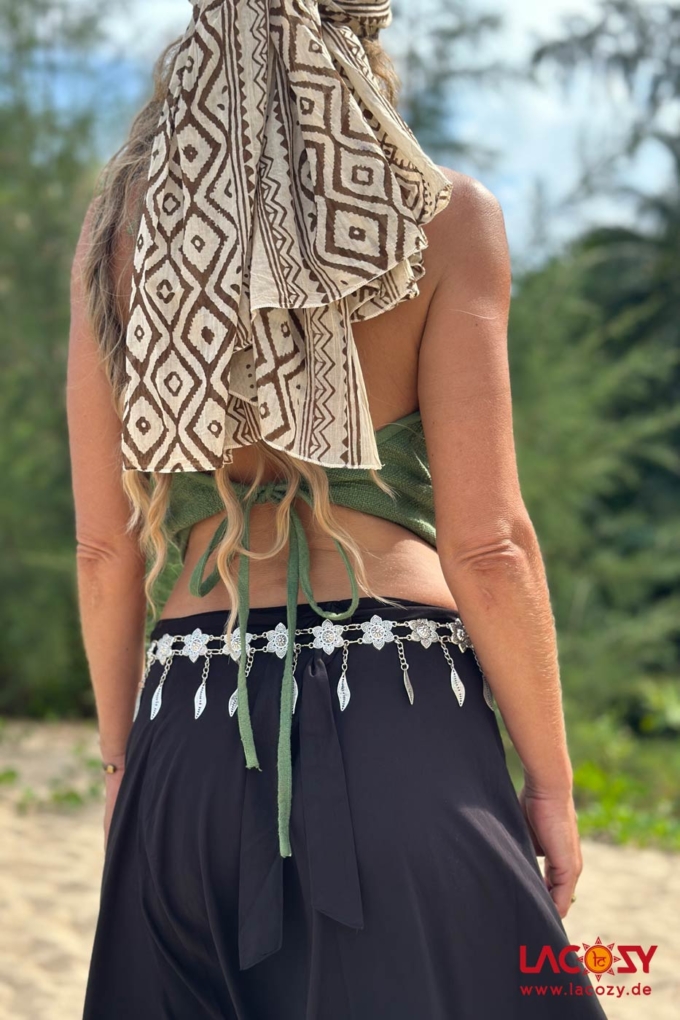 Metallgürtel ELA | Bauchtanzkette mit Blüten und Feder Ornamenten – Bild 2