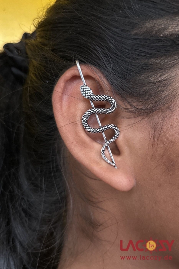 Mystischer Manschetten Ohrring SNAKE | Schlangen Ohrmanschette | Silber