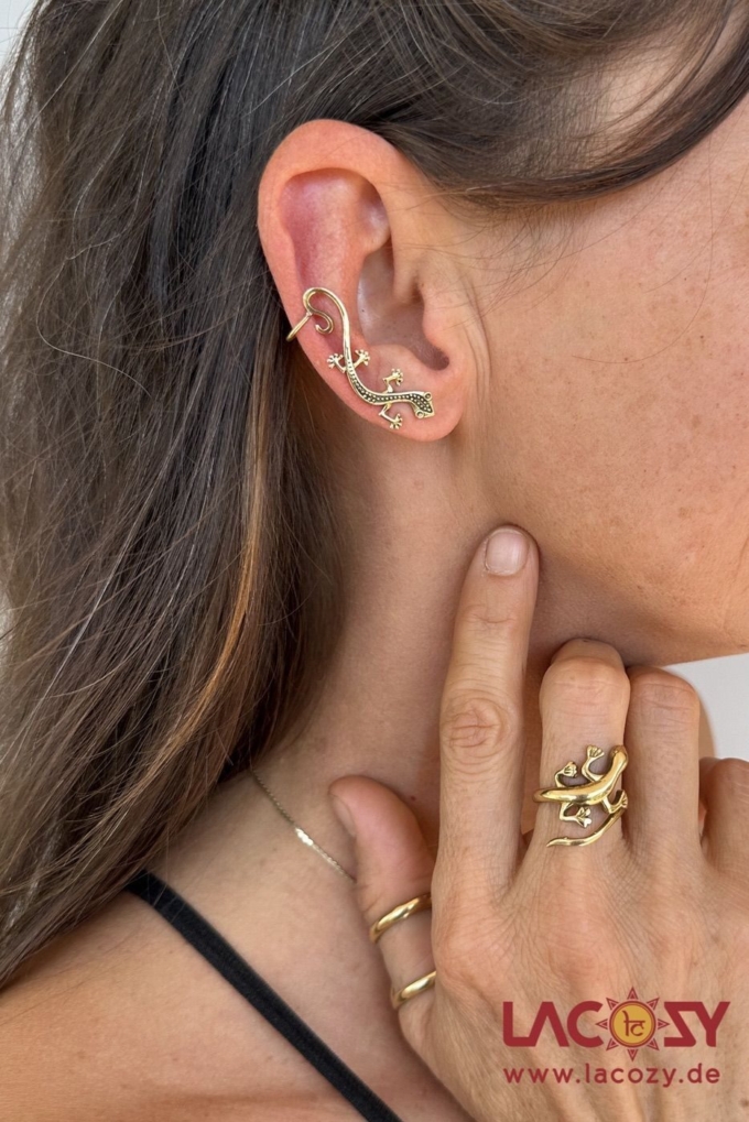 Verspielter GECKO Ring  | Gold – Bild 5