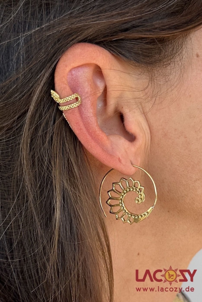 Filigrane Spiralen Ohrringe aus Messing | Gold – Bild 2