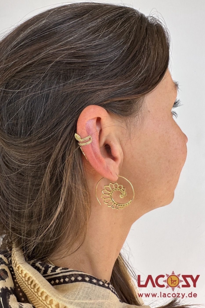 Filigrane Spiralen Ohrringe aus Messing | Gold – Bild 3