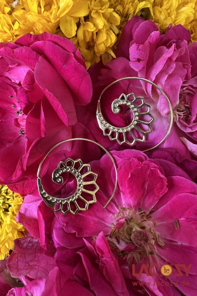 Filigrane Spiralen Ohrringe aus Messing | Gold – Bild 4