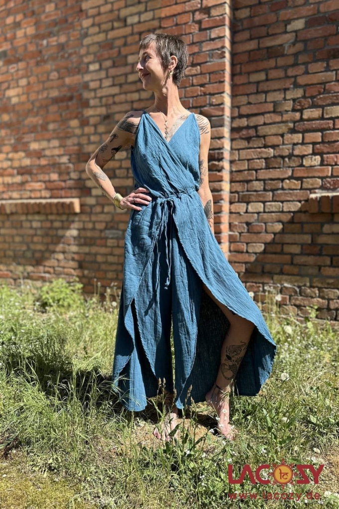Jumpsuit Overall mit Beinschlitz KESHA | PETROL – Bild 3