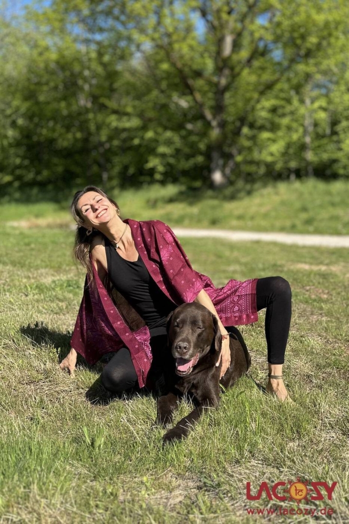 Kimono mit Pfauenfeder Muster | ROT – Bild 6