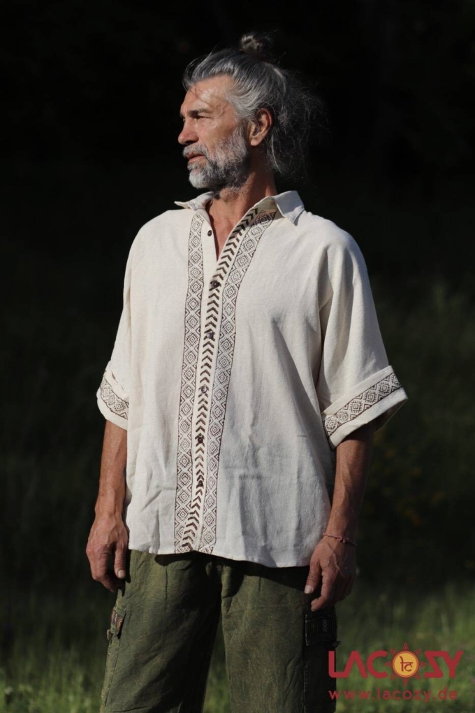 Lässiges unisex Oversize Shirt mit Blockdruck | Hanf