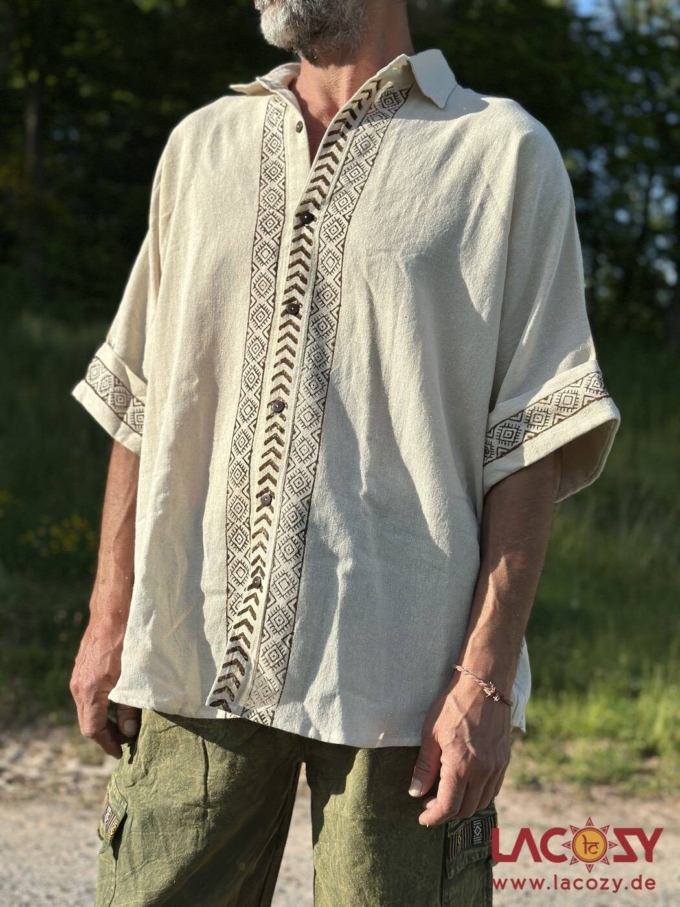 Lässiges unisex Oversize Shirt mit Blockdruck | Hanf – Bild 3