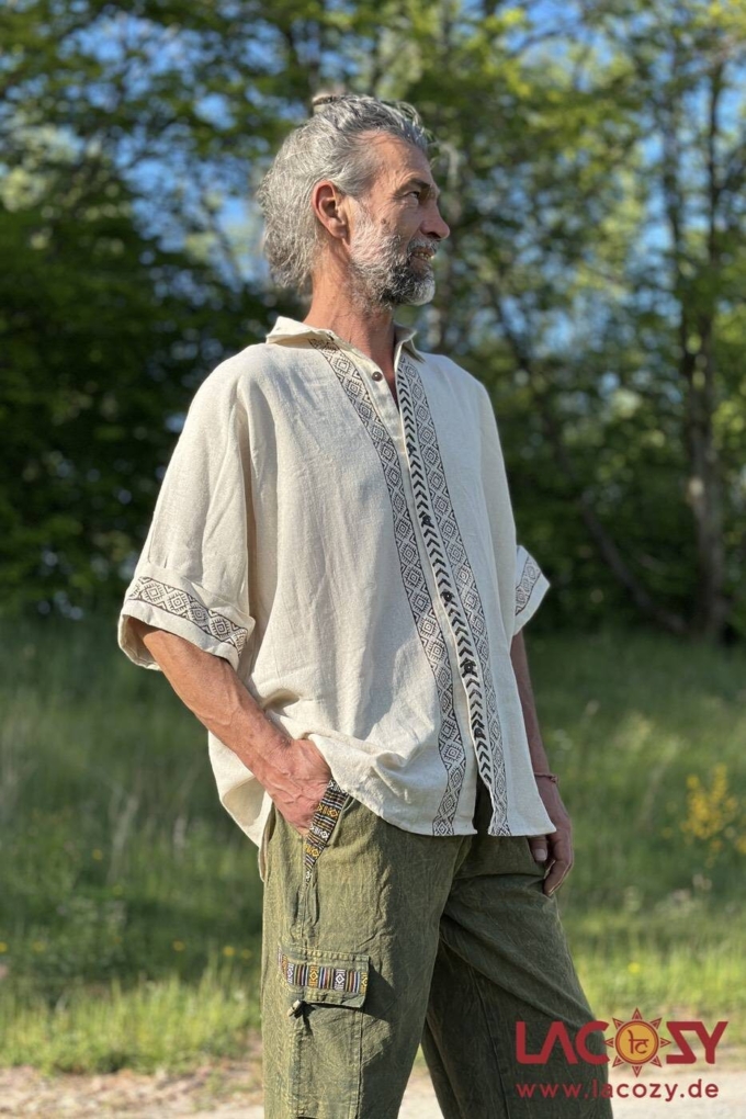 Lässiges unisex Oversize Shirt mit Blockdruck | Hanf – Bild 4