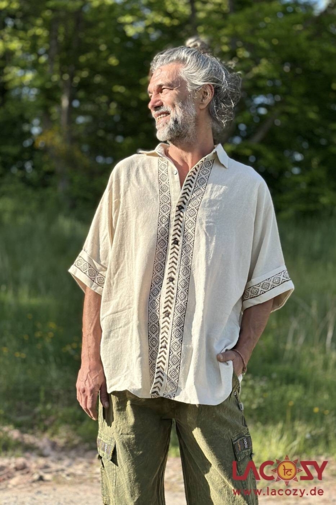 Lässiges unisex Oversize Shirt mit Blockdruck | Hanf – Bild 6