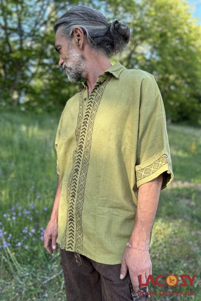 Lässiges unisex Oversize Shirt mit Blockdruck | Hellgrün