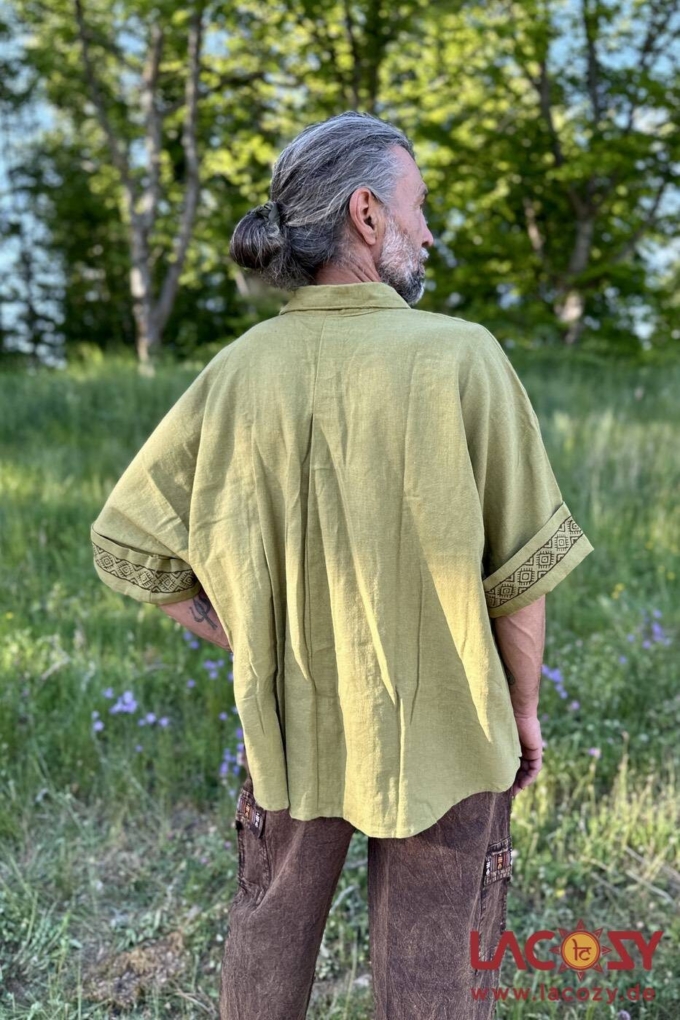 Lässiges unisex Oversize Shirt mit Blockdruck | Hellgrün – Bild 2