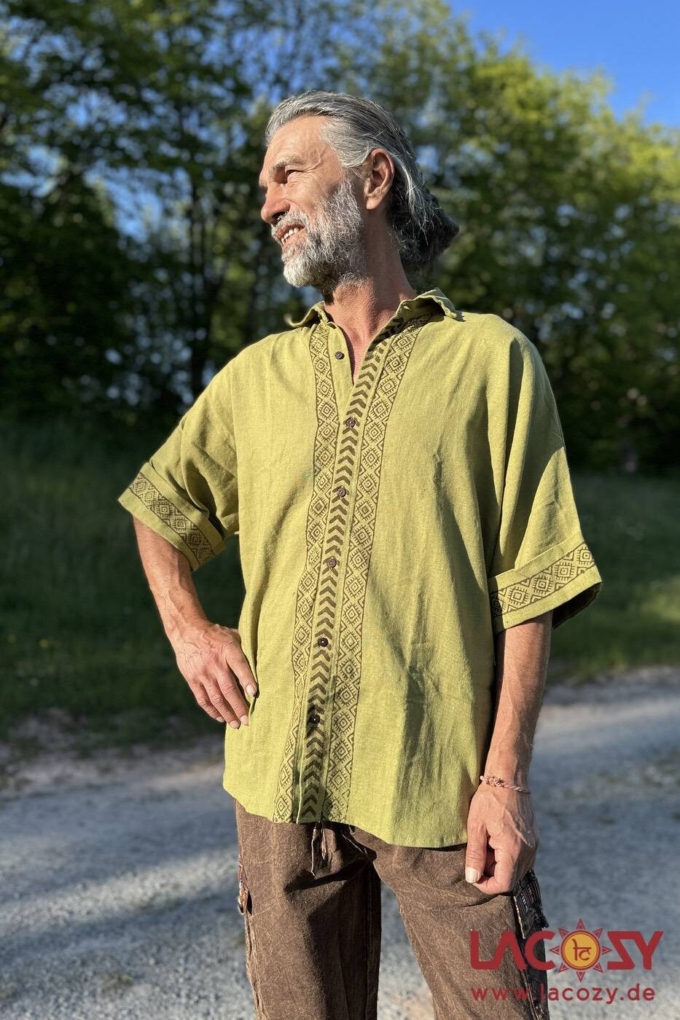 Lässiges unisex Oversize Shirt mit Blockdruck | Hellgrün – Bild 3
