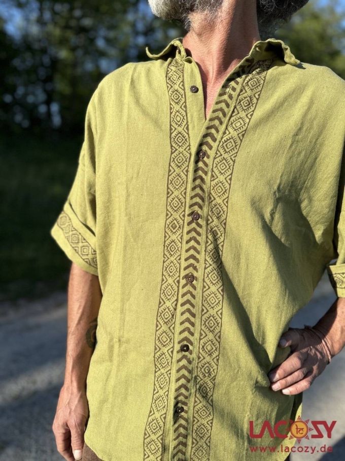 Lässiges unisex Oversize Shirt mit Blockdruck | Hellgrün – Bild 4
