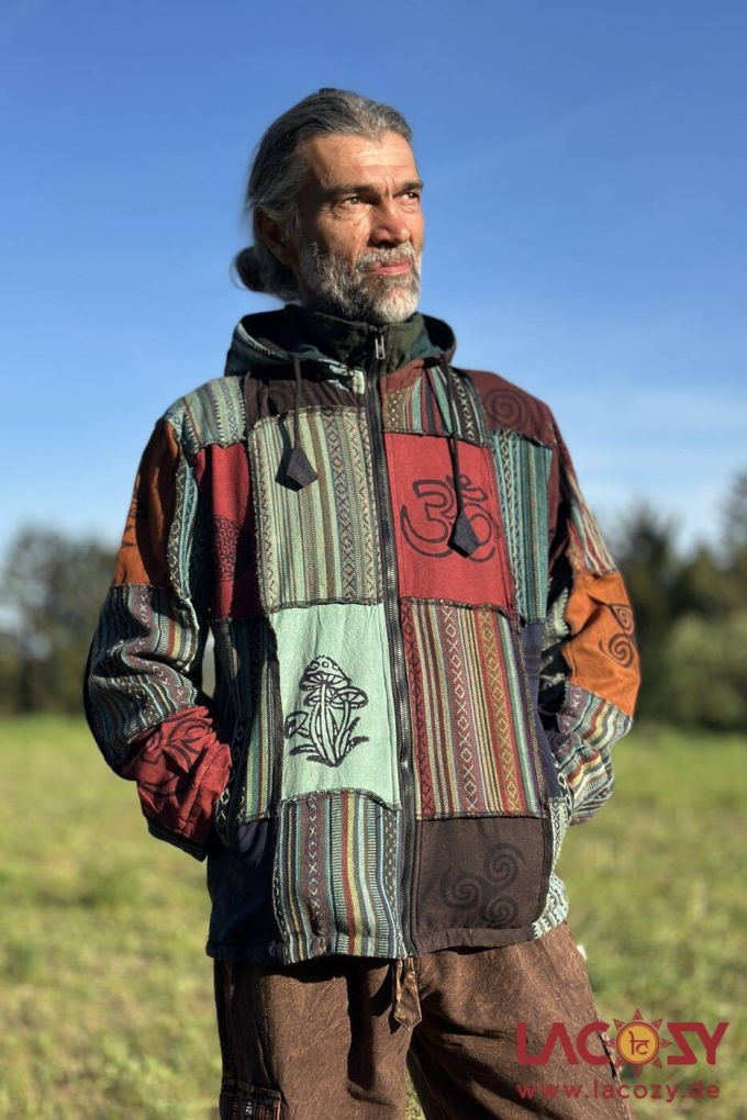 Patchwork Goa Jacke MOKSHA | Unisex | Stonewash Petrol