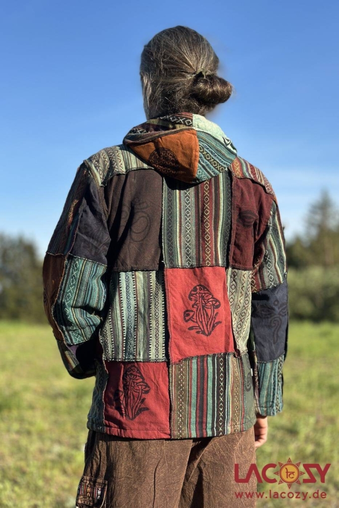 Patchwork Goa Jacke MOKSHA | Unisex | Stonewash Petrol – Bild 2