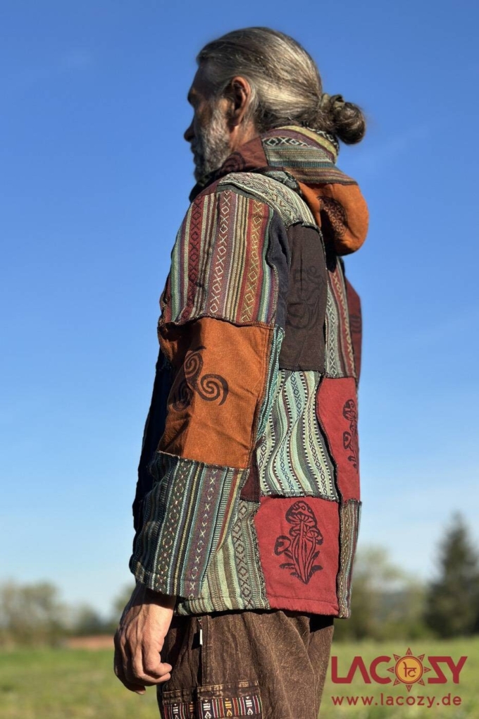 Patchwork Goa Jacke MOKSHA | Unisex | Stonewash Petrol – Bild 3