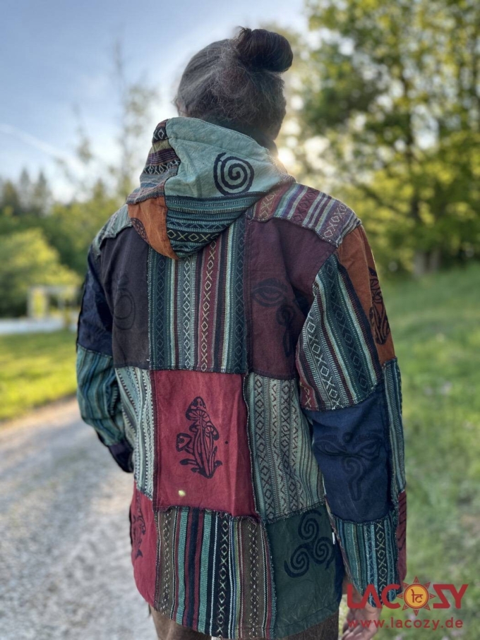 Patchwork Goa Jacke MOKSHA | Unisex | Stonewash Petrol – Bild 6
