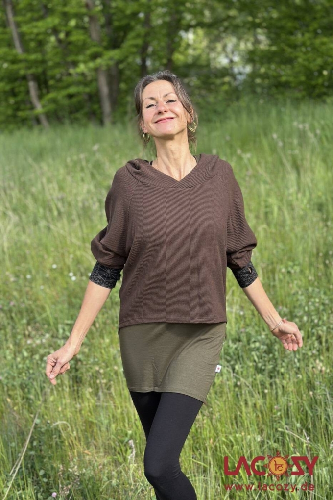 Lässiger Hoodie AYRI mit Lebensblume Print | BRAUN – Bild 5