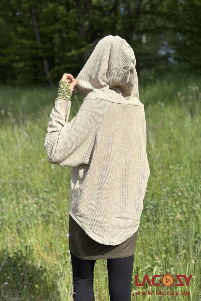 Lässiger Hoodie AYRI mit Lebensblume Print | CREME – Bild 4