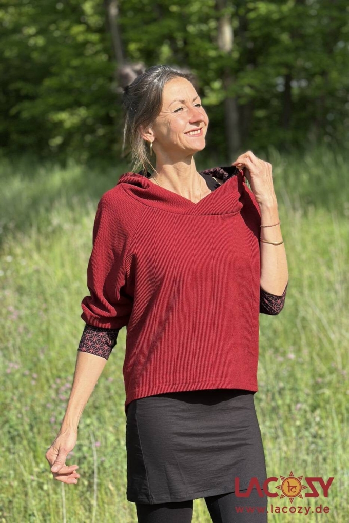 Lässiger Hoodie AYRI mit Lebensblume Muster | ROT