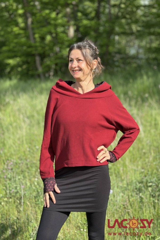 Lässiger Hoodie AYRI mit Lebensblume Muster | ROT – Bild 2