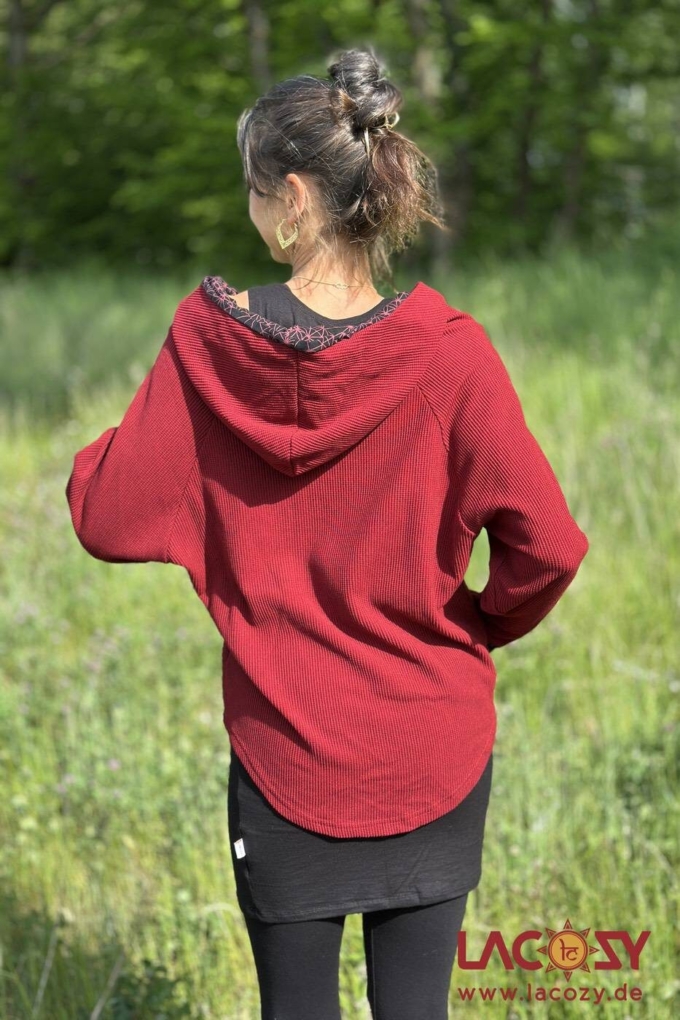 Lässiger Hoodie AYRI mit Lebensblume Muster | ROT – Bild 3