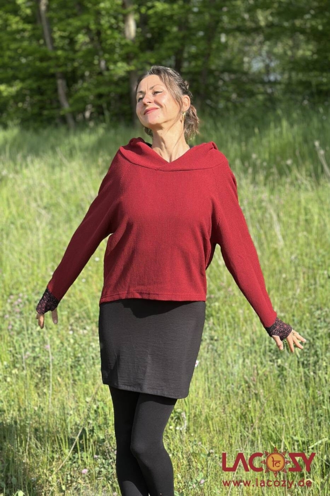 Lässiger Hoodie AYRI mit Lebensblume Muster | ROT – Bild 4