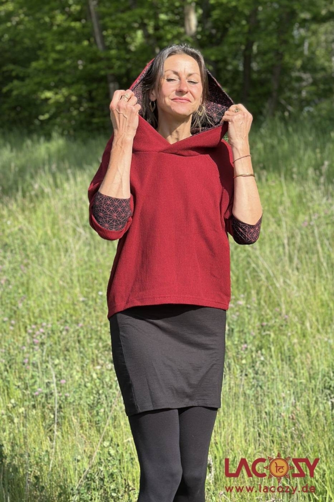 Lässiger Hoodie AYRI mit Lebensblume Muster | ROT – Bild 5