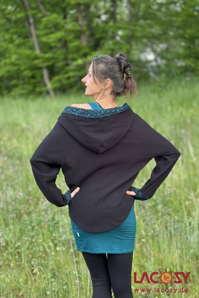 Lässiger Hoodie AYRI mit Lebensblume Print | SCHWARZ – Bild 3