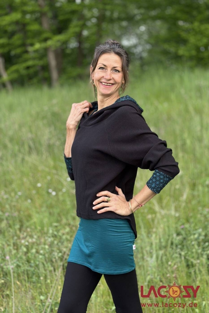 Lässiger Hoodie AYRI mit Lebensblume Print | SCHWARZ – Bild 5
