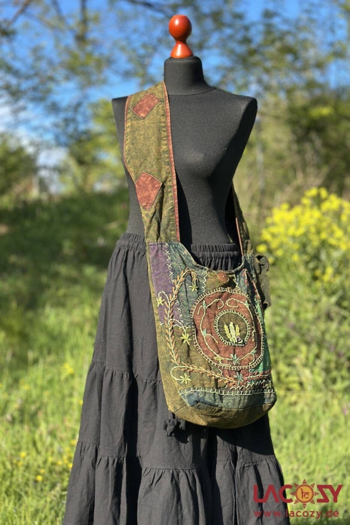 Sadhu Bag Umhängetasche | Hippie Tasche FAIRY | Batik Grün
