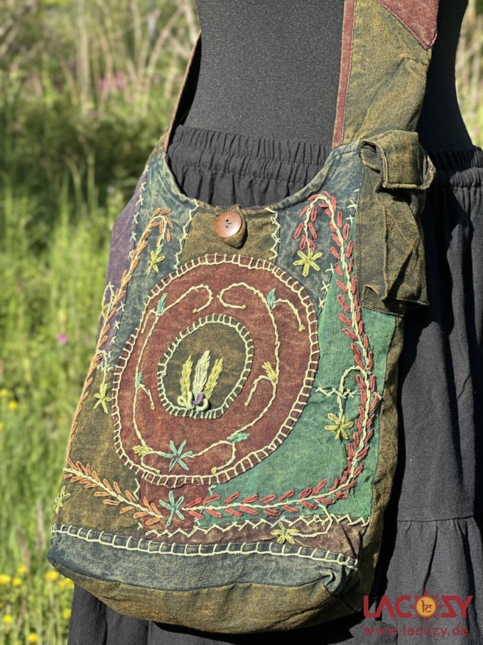 Sadhu Bag Umhängetasche | Hippie Tasche FAIRY | Batik Grün – Bild 5
